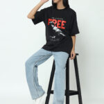 Girls Premium Black Carte Oversized T-Shirt